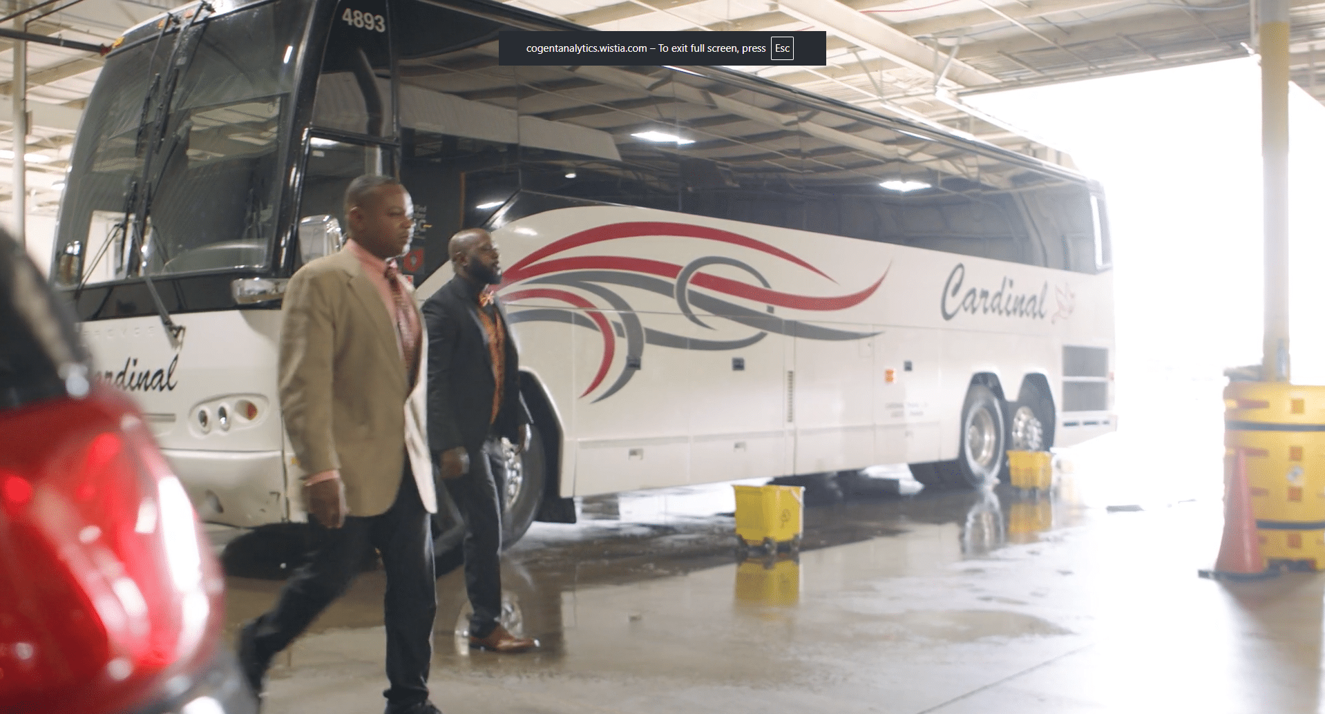 Transportation client at motorcoach facility